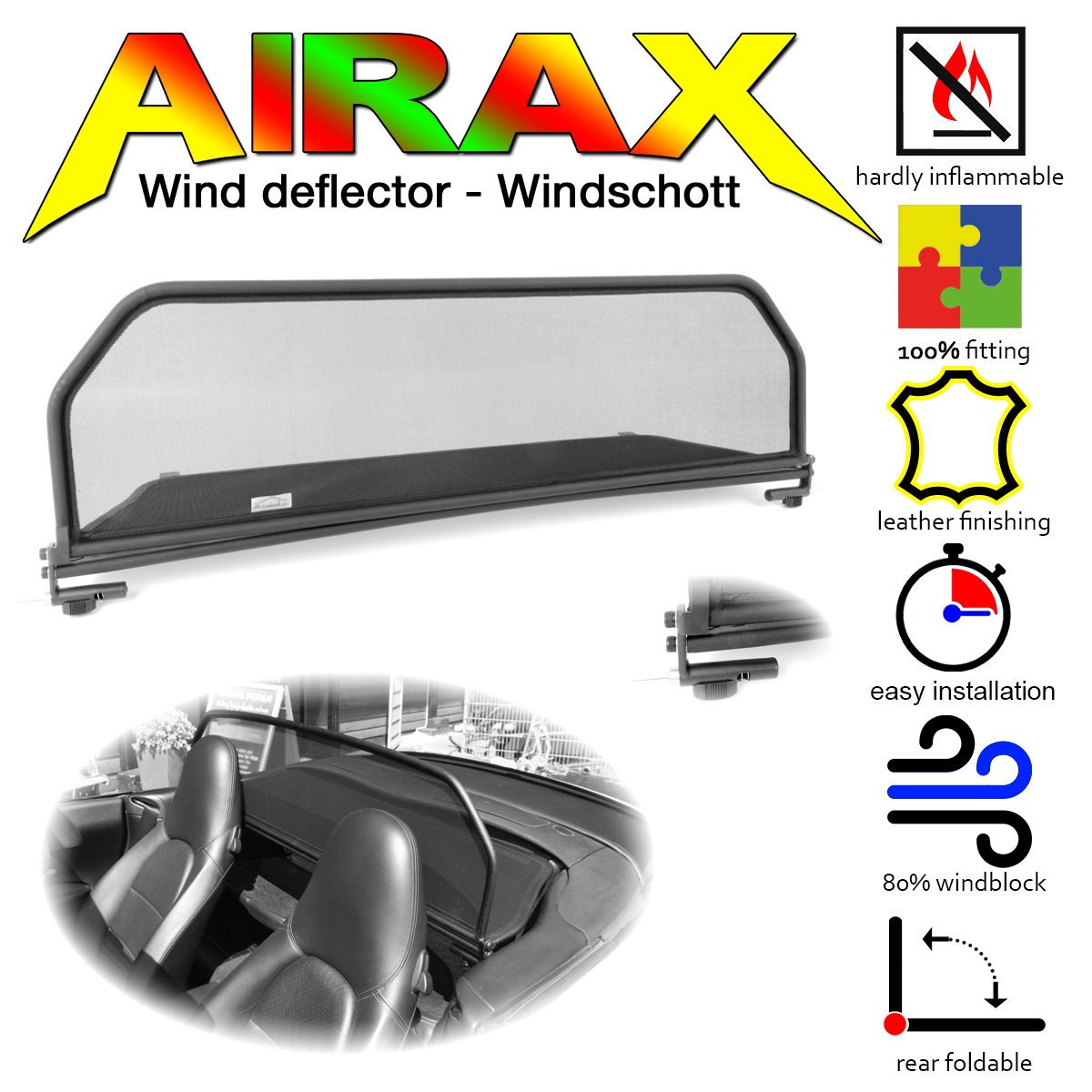 AIRAX Windschott Wind deflector für Porsche Carrera 911 996 & 997 Bj