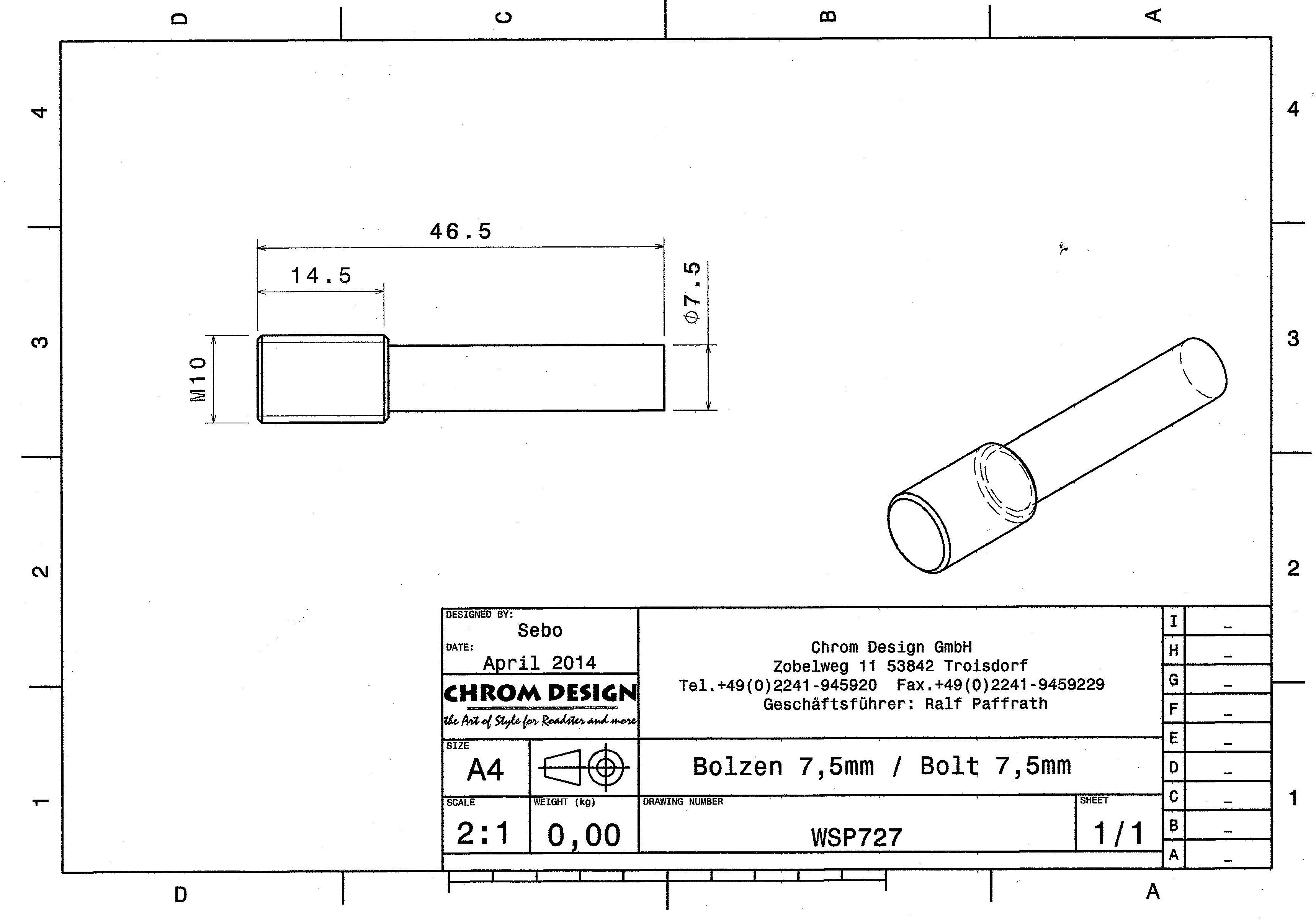 M10 rostfri stift 2 st