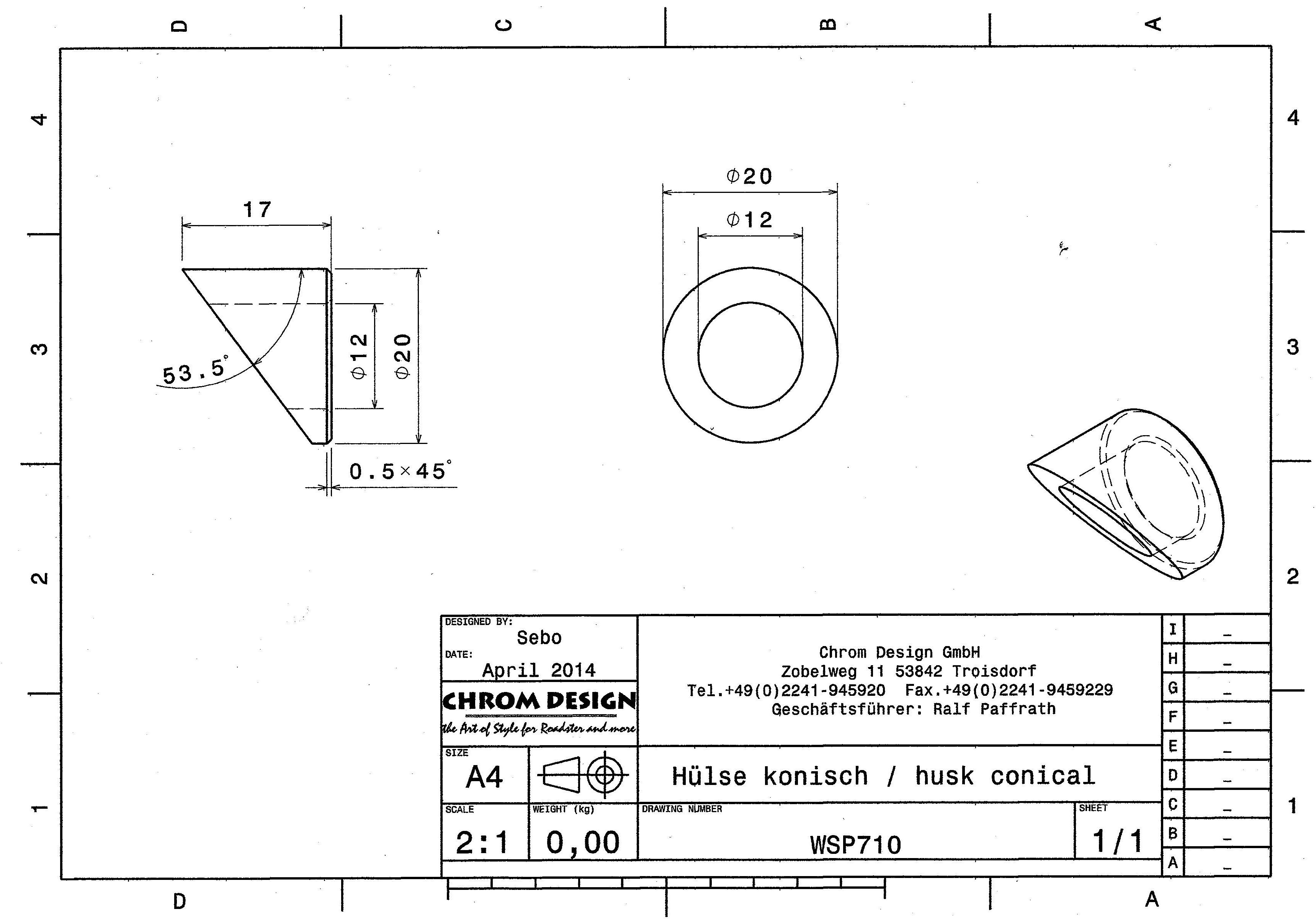 Sleeve conical, made of plastic 2 pieces